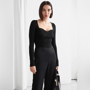 & Other Stories Fitted Sweetheart Neck Ribbed Top Size XS